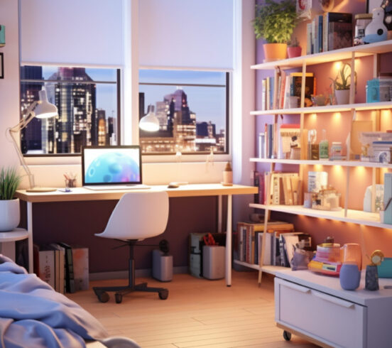 tidy teen room view the whole room interior design High quality image shot by a cameraman at wide angle, Ultra realistic, 16k, HD, v 4 8k --ar 9:16 --v 5.2 Job ID: a1d5cdb1-c9e0-441b-84e3-d921097c1d14